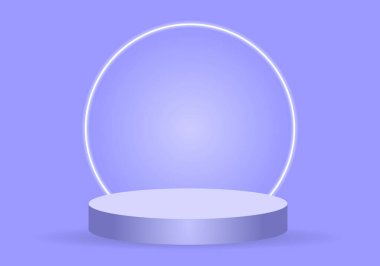 Podyum. Gerçekçi 3D silindir kaide podyumu seti. Ürünler için asgari sahne sahne sahne sahne gösterisi, tanıtım gösterisi. Gölgede vektör geometrik biçimler.
