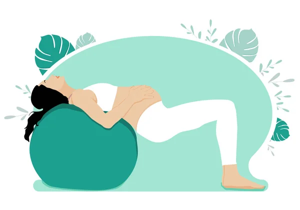 Pregnant Woman Doing Yoga Pregnant Woman Background Vector Illustration — Stock Vector