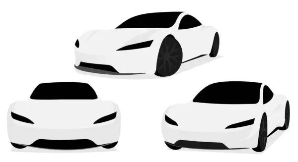 ホワイトで孤立した現実的な車 ベクターカーイラスト すべての側面から車を設定する — ストックベクタ