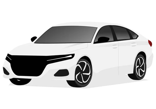 Carro Realista Isolado Branco Ilustração Carro Vetorial Definir Carro Todos —  Vetores de Stock