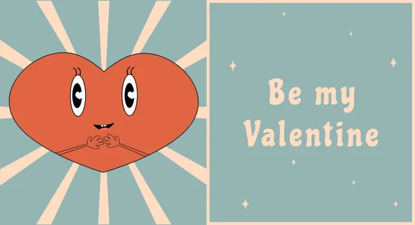 Retro Odjazdowe Piękne Serca Plakaty Koncepcja Miłości Szczęśliwych Walentynek Kartka — Wektor stockowy
