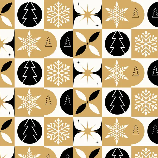 Fundo Natal Com Flocos Neve Modelo Ano Novo Estilo Bauhaus Ilustração De Stock