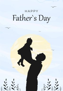 Babalar günü kartı. İnsan silueti. Suluboya tarzı. Vektör illüstrasyonu