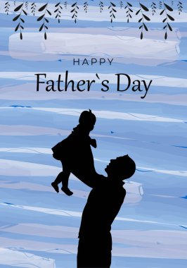 Babalar günü kartı. İnsan silueti. Suluboya tarzı. Vektör illüstrasyonu