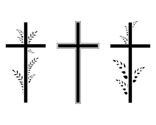 Cruzes Igreja Definidas Morte Funerais Ilustração Vetorial Vetor De Stock