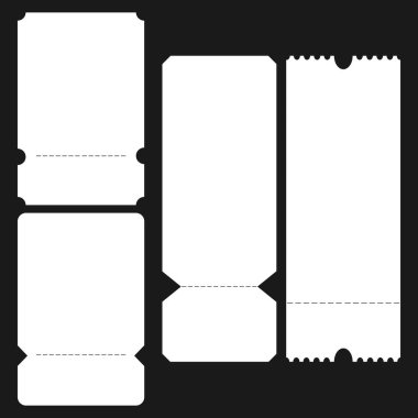3 boyutlu kuponlar var. Boş kupon formu. Bilet formu. İndirim kuponu. Fatura.