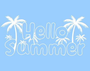 Palm ile yaz geçmişi. Yaz poster illüstrasyonu. Summer view posteri. Merhaba yaz afişi.