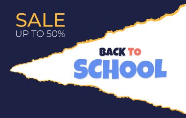 Eğitim afişi. Okul afişine dönelim. Okul satışına dönelim. Vektör illüstrasyonu