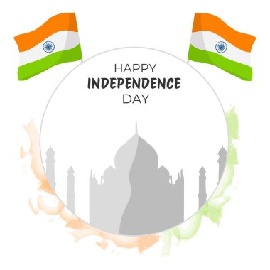 Ülke bayrağı haritası. Hindistan 'ın Bayram Bağımsızlık Günü. Vektör çizimi. Hindistan bayrağı ve haritasıyla