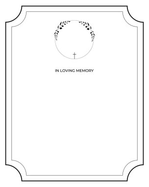 Cenaze vekil kartı. Boş kart. Vektör İllüstratördeki Dijital Cenaze Davetiyesi Şablonu