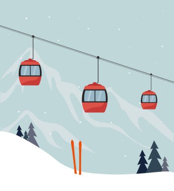 Karlı dağlar ve ormanlar, kayak yamaçları ve asansörler, kayak, snowboard ya da kızak yapan insanlar, kayak yapan insanlar, dağlardaki evler, kayak merkezleri, kış ekipmanlarındaki turistler, kış sporları öznitelikleri