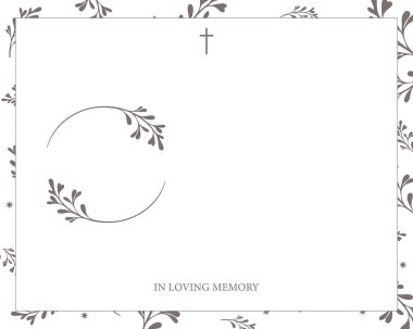 Cenaze vekil kartı. Boş kart. Vektör İllüstratör 'deki Dijital Cenaze Davetiyesi Şablonu. Yapraklı beyaz arkaplan