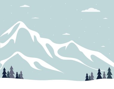 Dağlı kış manzarası. Dağlarda kar.