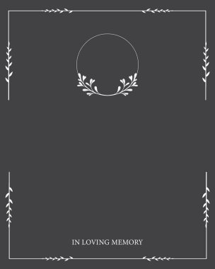 Cenaze vekil kartı. Boş kart. Gri ve beyaz fotoğraf çerçevesi