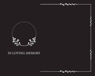 Cenaze vekil kartı. Boş kart. Siyah beyaz arkaplan ve çerçeve