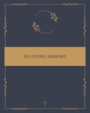 Cenaze vekil kartı. Metin ve fotoğraf için altın çerçeveli boş kart