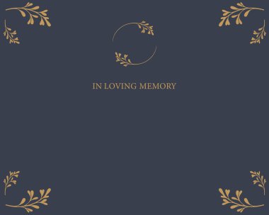 Cenaze kartı boş. Boş kart. Siyah çerçeveli ve yapraklı dijital cenaze davetiyesi ve fotoğraf alanı