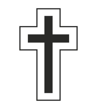 Siyah kilise beyaz arka planda kesişiyor