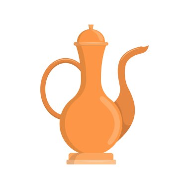 Oriental gold jug. Ancient antique vase. Vector isolated illustration