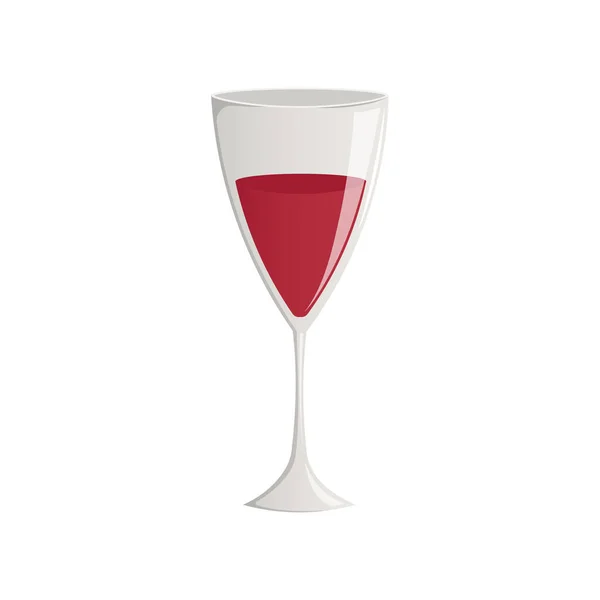 Verre Clair Vin Rouge Boisson Alcoolisée Exquise Flûte Verre Illustration — Image vectorielle