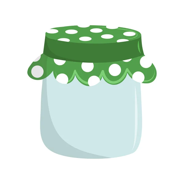 Yeşil Kumaş Kapaklı Cam Kavanoz Konservesi Ekşi Krema Süt Ürünleri — Stok Vektör