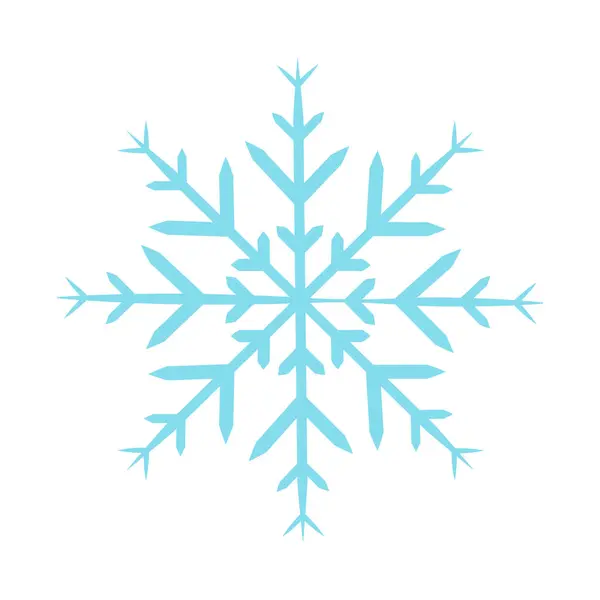 Blauwe Symmetrische Sneeuwvlok Geïsoleerd Witte Achtergrond Symbool Van Winter Kou — Stockvector