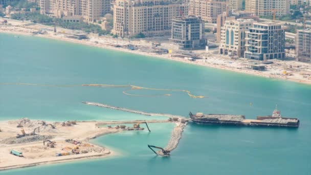 Top Kilátás Nyílik Palm Jumeirah Szigetre Ikonikus Atlantis Szállodával Dubai — Stock videók