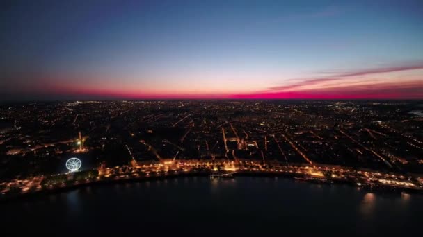 法国黄昏时分的巴黎鸟瞰图 — 图库视频影像
