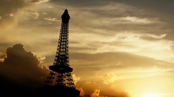 Eiffel Tower Sunset Time Time Lapse France — Stockvideo
