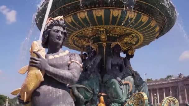 Close Aesthetic Statues Fountain Paris France — Video Stock