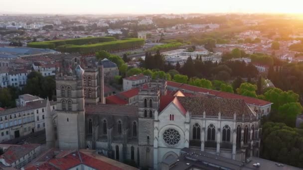 Drone View Cathedral Montpellier France — 图库视频影像