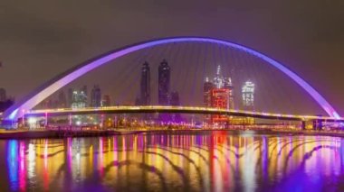 Beautiful time bridge timelapse in dubai in blinking lights