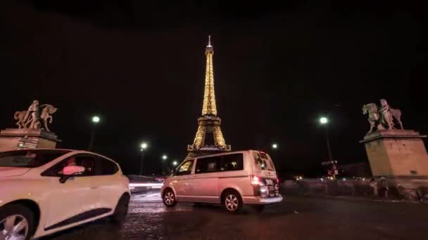 Timelapse Eiffel Tower Night — Stockvideo