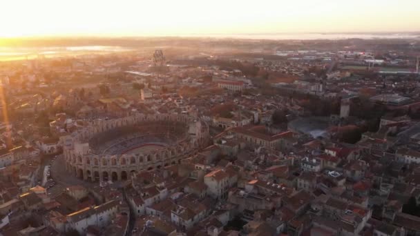 Veduta Dal Drone Dell Antica Città Arles Dell Anfiteatro Romano — Video Stock