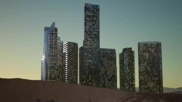 Aesthetic Skyscraper Building Dubai Night View — Vídeos de Stock
