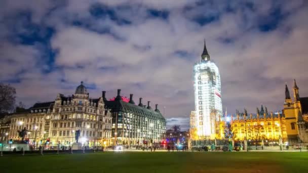 Timelapse Bigben Cloudy Sky Night Westminster Bridge Place Been Historical — Stockvideo
