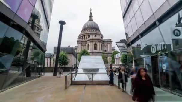 Paul Cathedral London Time Lapse Footage People Walking — Vídeo de stock