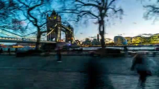 Time Lapse Footage People Walking Thames Tower Bridge London — Stock Video
