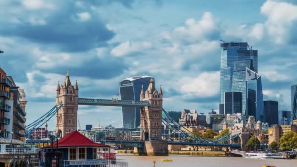 London Tower Bridge Time Lapse Day Time Uhd Footage — стоковое видео