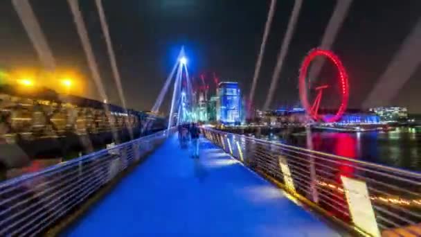 Time Lapse Footage London Ferris Wheel Golden Jubilee Bridge — Stockvideo