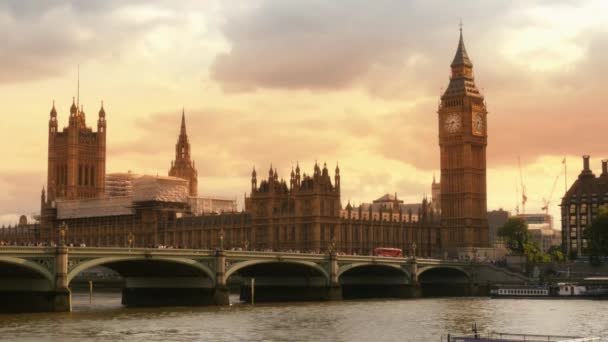 Big Ben London Views Sunset Time — Stockvideo