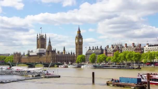 Time Lapse Westminster Big Ben Thames River London — Vídeos de Stock