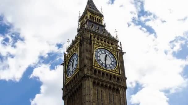 Close Footage Big Ben Clock London Cloudy Weather — Stockvideo