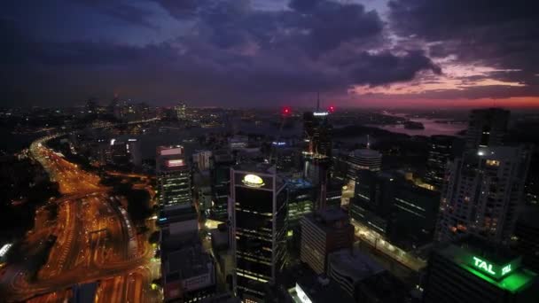 Drone View Flyover Road Sydney Noaptea — Videoclip de stoc