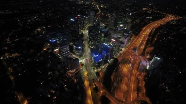 Heavy Traffic Drone Footage Night Sydney — Stock video
