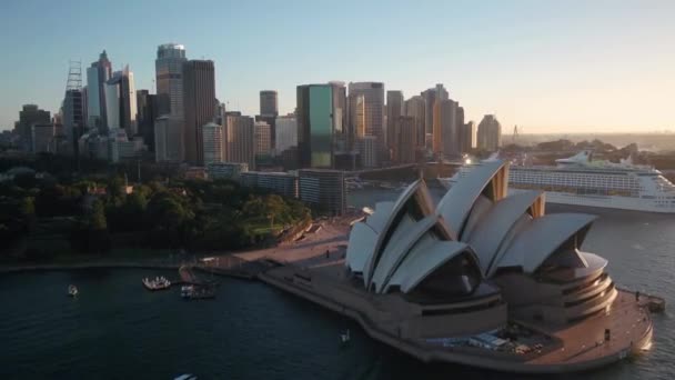 Sunset Footage Opera House High Rise Buildings Sydney — Vídeos de Stock