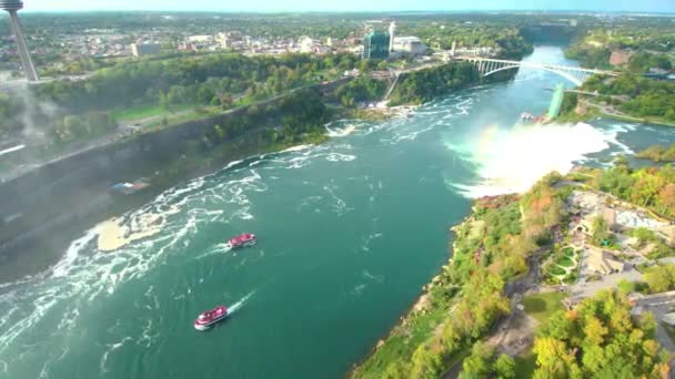 加拿大安大略省尼亚加拉瀑布的马蹄瀑布上空4K — 图库视频影像