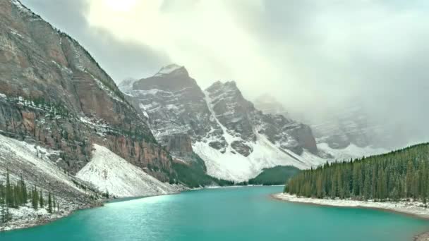 Wide Angle Footage Moraine Lake Banff National Park Canada — Wideo stockowe