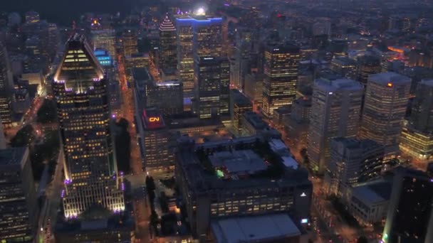 Aerial Drone Footage Montreal City Night — 图库视频影像