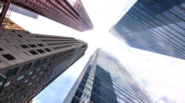 Time Lapse of skyscrapers with blue sky in the city of Toronto, Canada